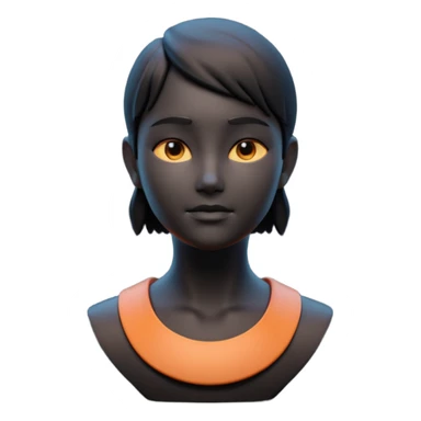 Minimalist 3D avatar, stylized human bust, smooth matte plastic texture, soft cinematic lighting, subtle rim light, clay render style, modern digital illustration, octane render. Black, completely monochrome, matte. As minimal as possible.  sticker
