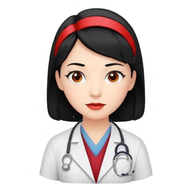 doctor with black hair and red hairclips  sticker