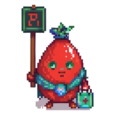 blood drop character holding a BRB sign sticker