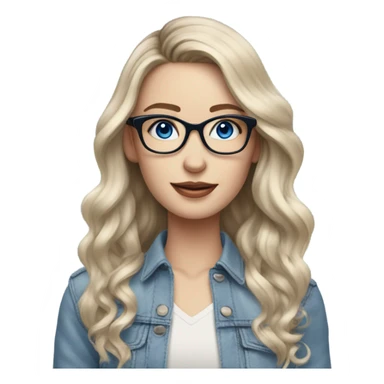 Beautiful Balayage pale model lady with glasses and blue eyes  sticker