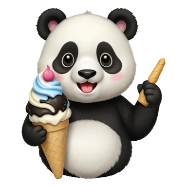 Panda eating ice cream sticker