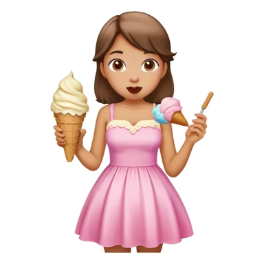 Girl with a dress eating ice cream sticker