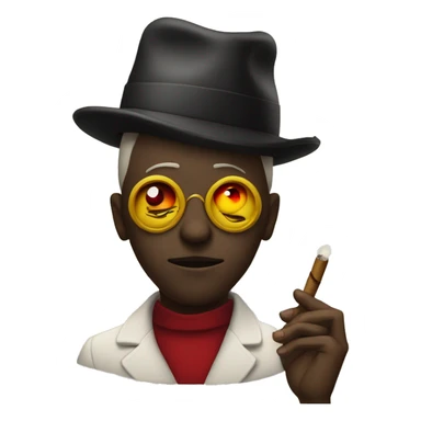 red sclera yellow circle man with cigar in hand sticker