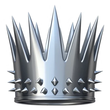 A spiked crown emoji made of silver chrome, sharp yet rounded metallic spikes, glossy reflections, aggressive luxury swag aesthetic, iOS emoji style, centered, clean white background sticker