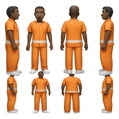 an American prisoner in an orange uniform. very realistic and detailed sticker