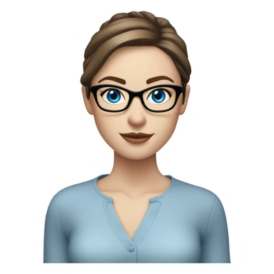 Real Photo of pale beautiful model, straight brown hair up, glasses and blue eyes  sticker