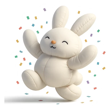 cotton bunny throwing confetti and spinning in cushion style sticker