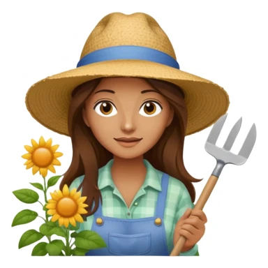 long brown hair woman Gardening sticker