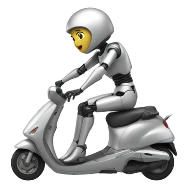 Female robot falling off scooter sticker