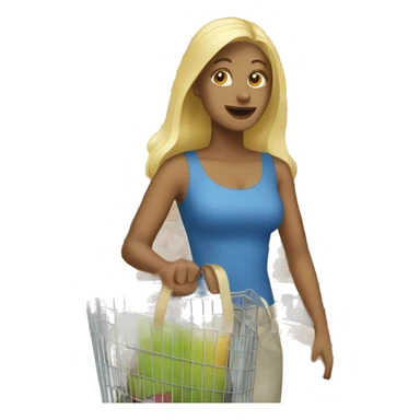 white woman buying shopping sticker