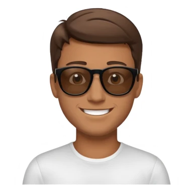 happy white man with brown hair and black sunglasses iOS style sticker