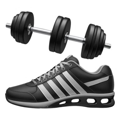 sports shoe next to a dumbbell sticker