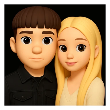 Combine both characters from the provided images into one single 3D emoji-style image, placing them together harmoniously in a unified composition. Maintain the 3D emoji style look. sticker