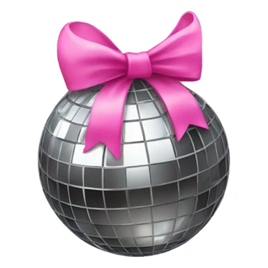 Disco ball with pink bow sticker