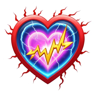 plasma lightning heart shaped sticker