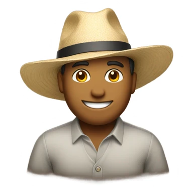 smiling man enjoying a drink and hat sticker