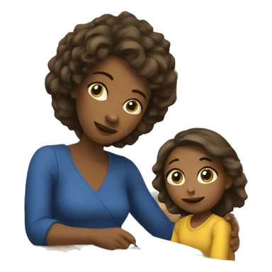 Student mom with 5 years old daughter  sticker