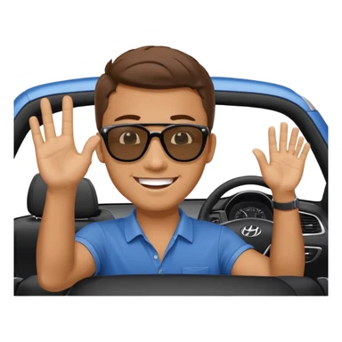 Hyundai ionic driving man waving behind sticker