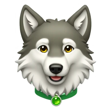 Wolf happy avec collier vert sticker