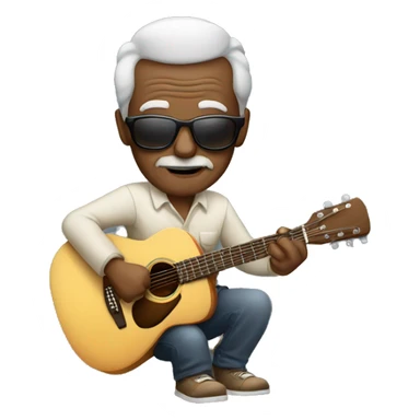 Old Man in sunglasses playing acoustic guitar  sticker