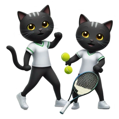 Two black cats playing tennis  sticker
