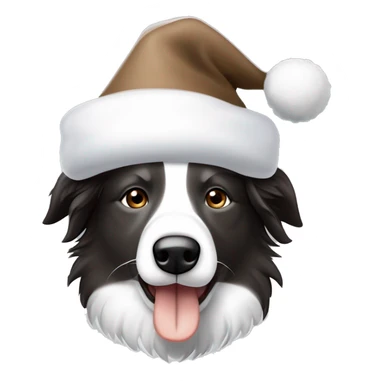 Bordercollie mit braunen und grauen stellen im weißen Gesicht. Spitze Ohren Ohren weis gesicht unterer Teil braun grau. Hat weihnachtsmütze auf  sticker