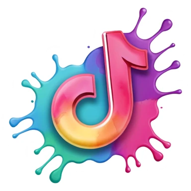 Realistic, watercolor, tiktok logo sticker