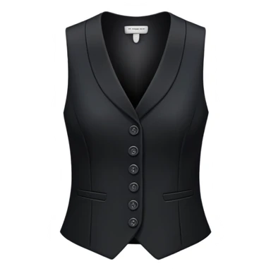 just a black women's vest garment with 3 buttons, no background, no model, only the clothing item sticker