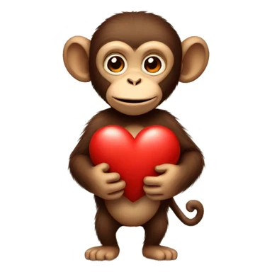 monkey carries big heart sticker