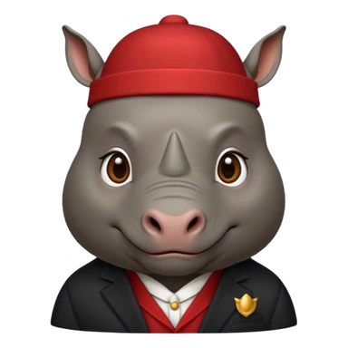 black suited rhino with fes hat sticker