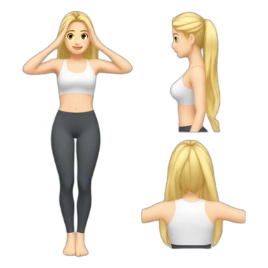fit Caucasian woman small panties hands-in-hair pose (full body) sticker