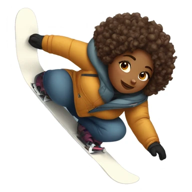 Plus size women with brown skin and curly hair snowboarding  sticker