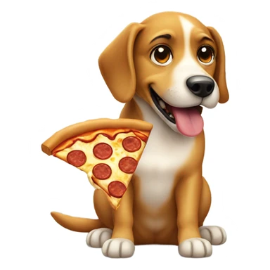 dog eating pizza sticker