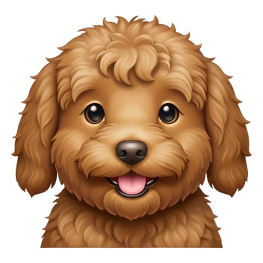 Cute caramel coloured labradoodle dog with smiley face sticker