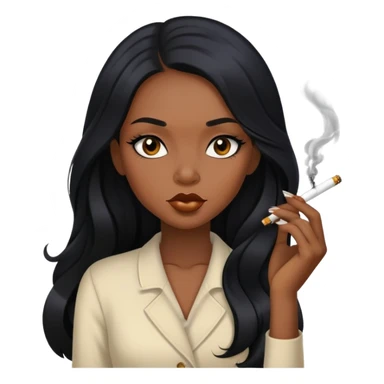 Black girl with long back hair smoking  sticker