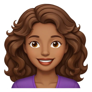 Make a Women with Brown Eyes, and Brown wavy hair, smile but with mouth closed sticker