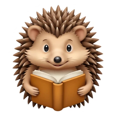 The hedgehog hugs the book sticker