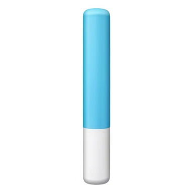 A single foam stick with caps on top and bottom, front view sticker