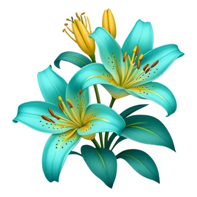 ￼ turquoise Flowers lilies  sticker