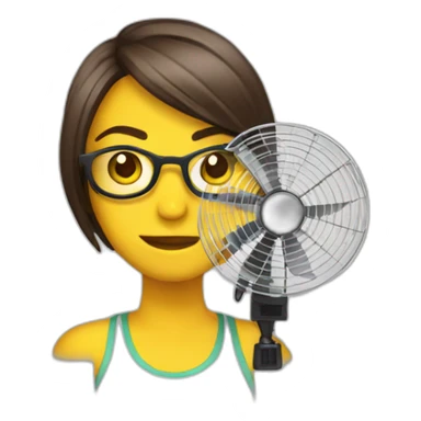 Chica con ventilador sticker