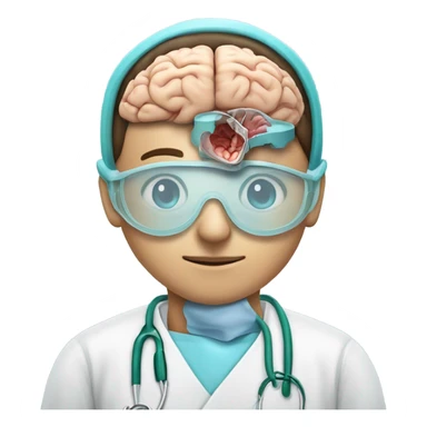 Brain surgeon operating on an open skull cortex  sticker