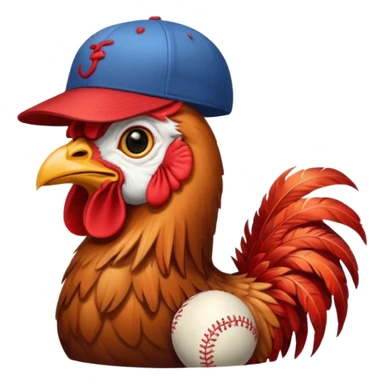 rooster wearing baseball cap sticker