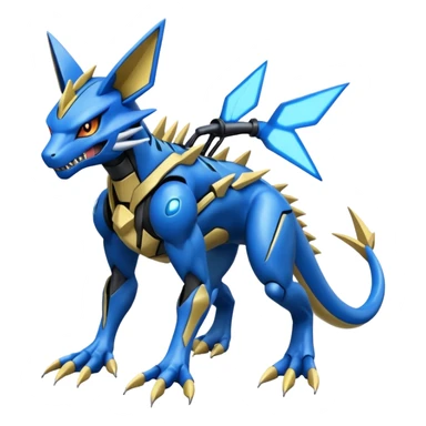 Modern Futuristic Cyber-Greymon-Greninja-Zeraora-Pokémon-Digimon-Fakémon-fusion-hybrid-creature sticker