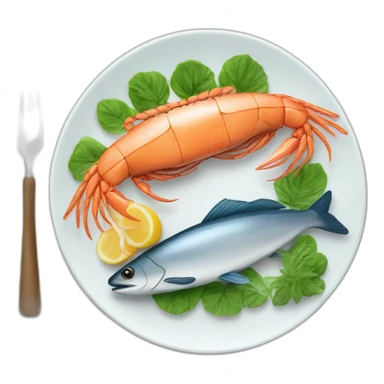 different seafoods on a plate sticker