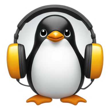 A penguin wearing a headphone sticker