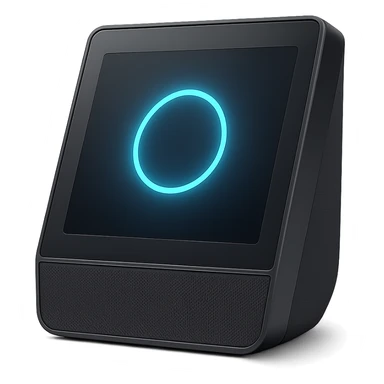 smart speaker, rectangular, display screen, futuristic look, clean background sticker