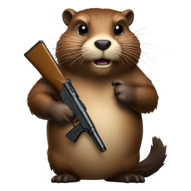 Beaver holding a gun sticker