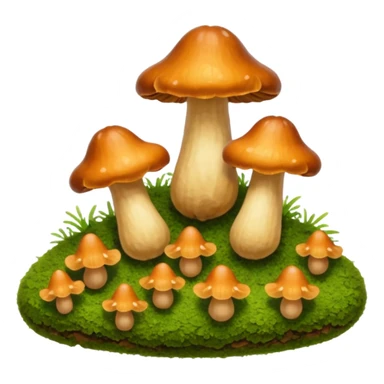 tiny brown chanterelles on moss sticker