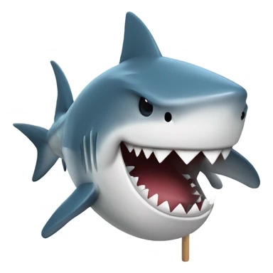 Shark with a pool stick laughing sticker
