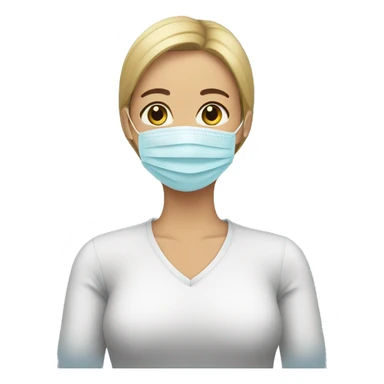 Woman putting a face mask on sticker